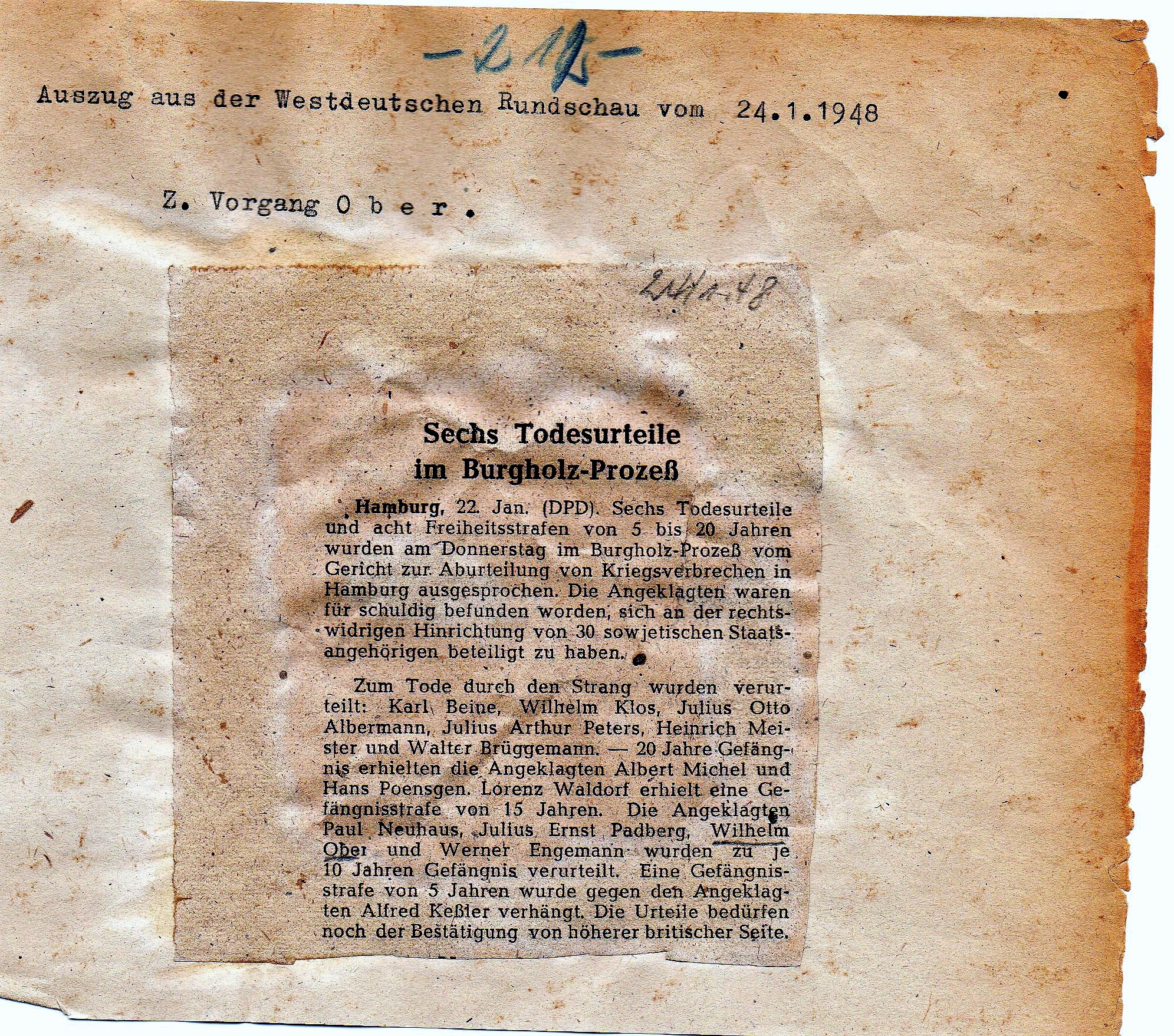 Westdeutsche Rundschau, Text Burgholz